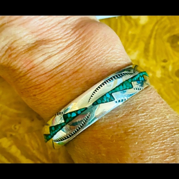 Vintage Navajo jewelry Jewelry - Vintage 50’s Navajo Sterling Silver & Turquoise Bracelet Cuff
